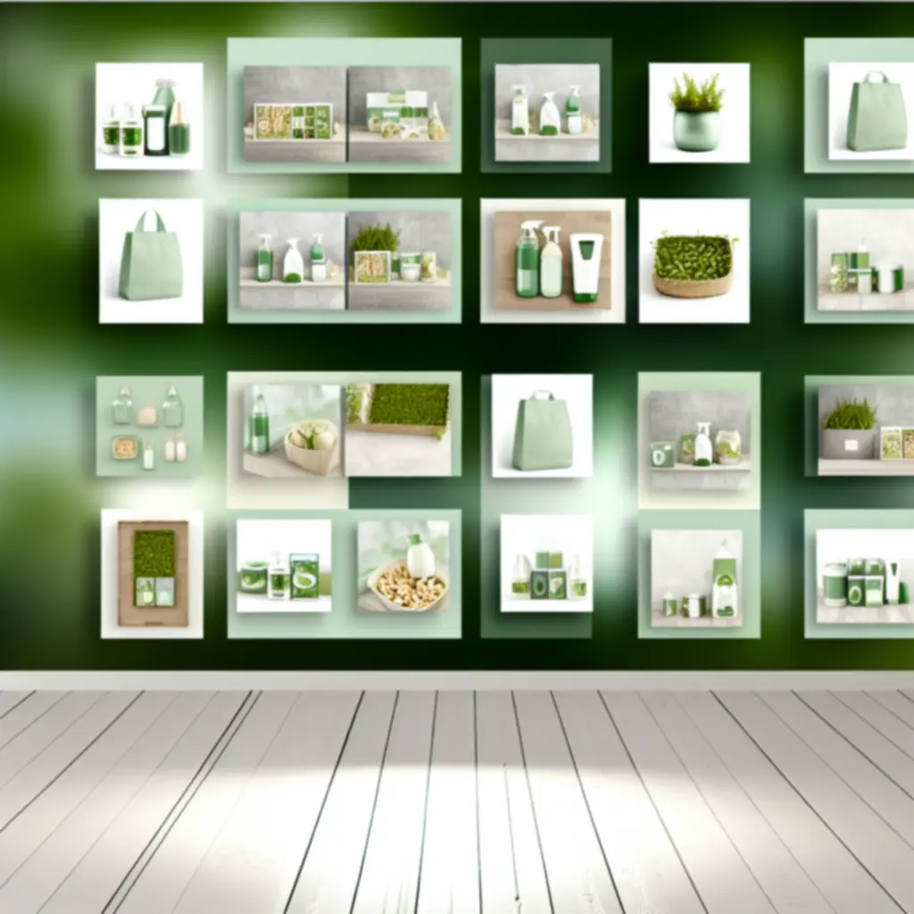 Bestseller és új termékek természetes, zöld hangulatú kirakata